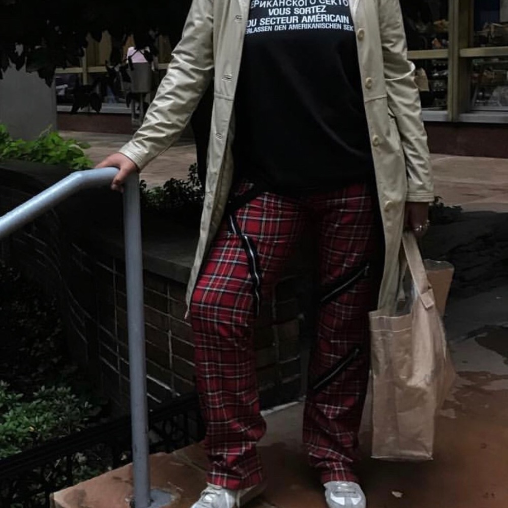 London Plaid Long Pant with Zipper Patches